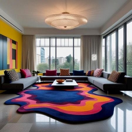 Handcrafted Vibrant Layered Abstract Living Room Rug